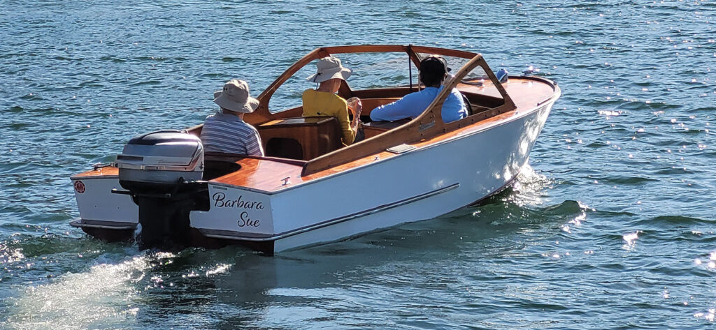 BARBARA SUE is a 1955, 15′ Tollycraft Roustabout.