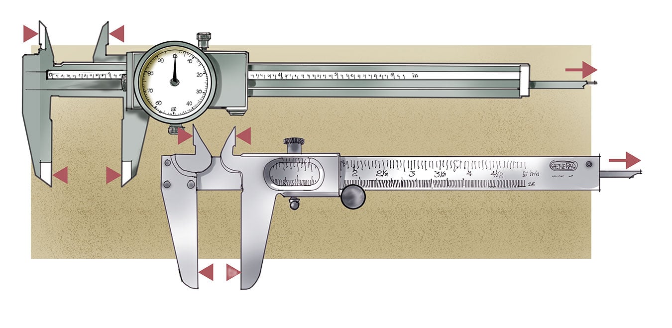 Steel calipers.