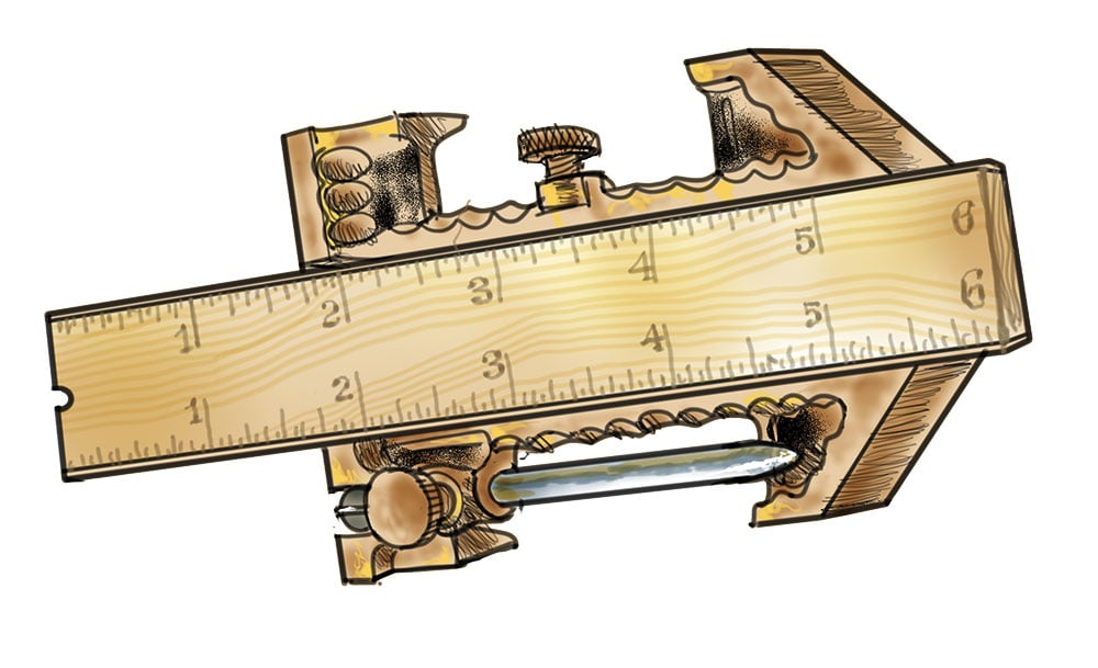 Micrometer caliper illustration.