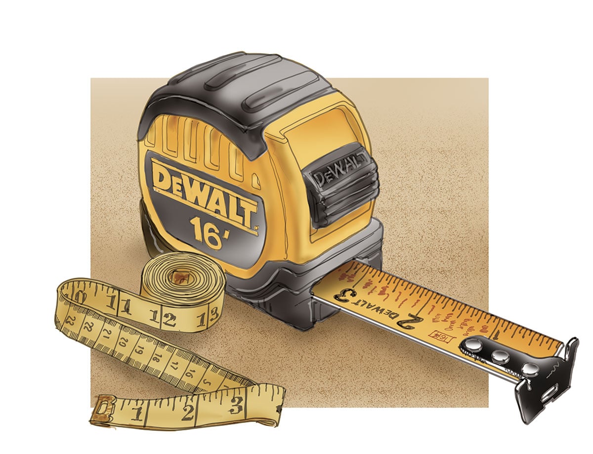 DeWalt tape measure illustration.