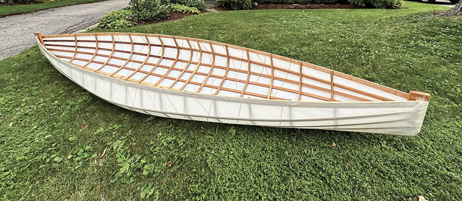 Simple canoe on the grass.