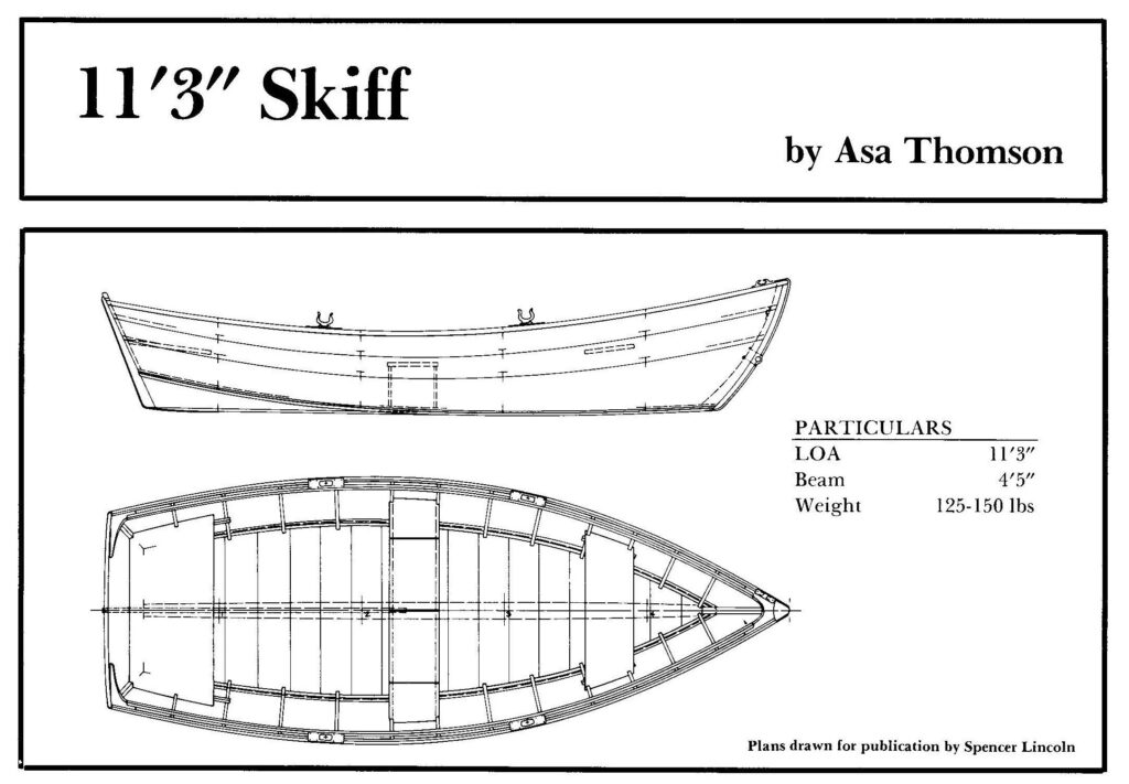 Thomson Skiff drawing and particulars.