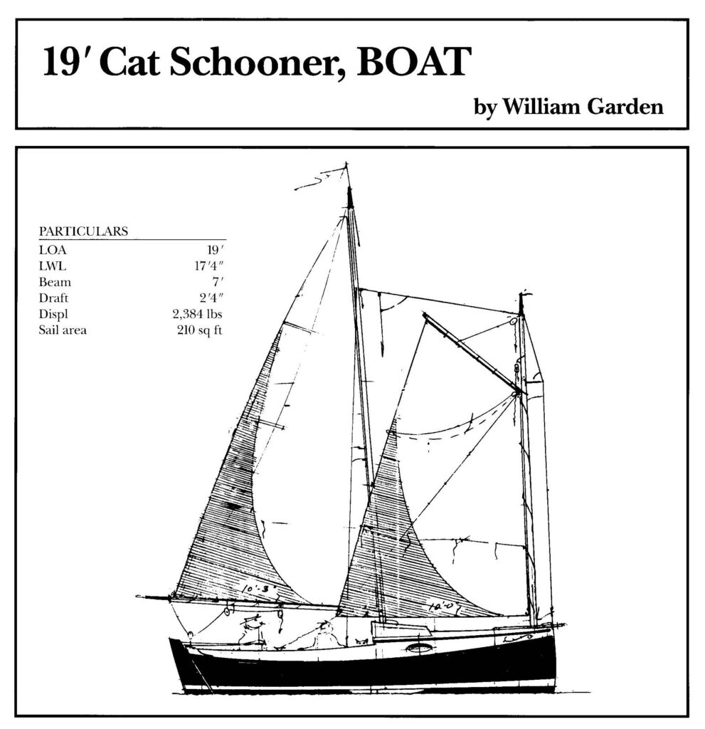 Cat Schooner drawing and particulars.