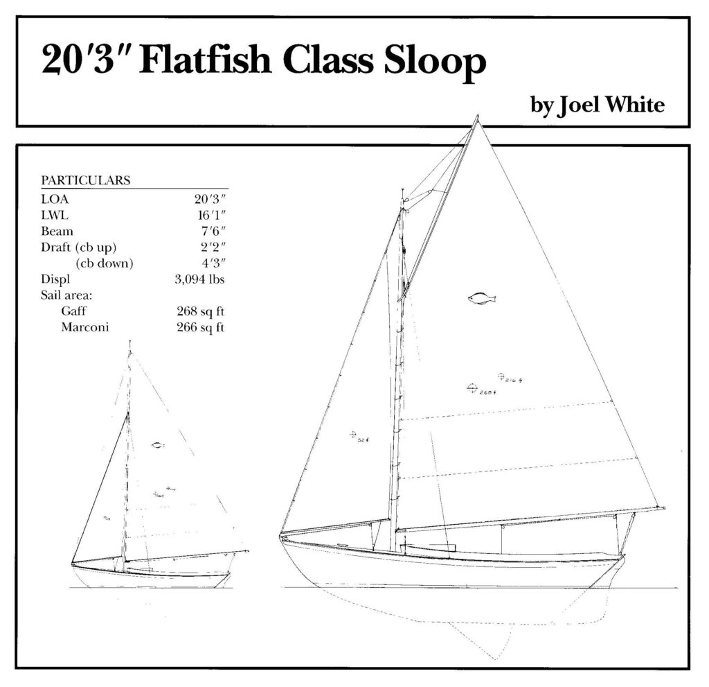 Flatfish Sloop drawing and particulars.