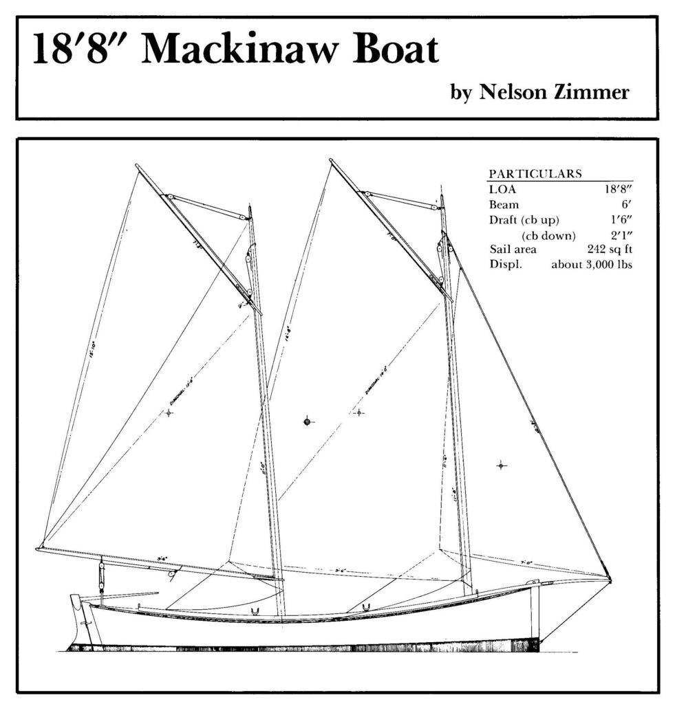 Mackinaw boat drawing and particulars.