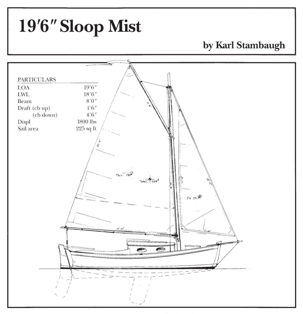 Mist Sloop drawing and particulars.