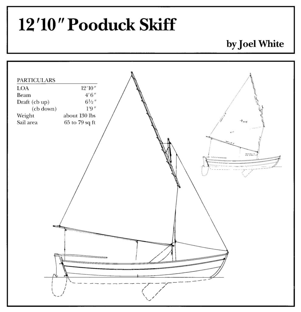 Pooduck Skiff drawing and particulars.