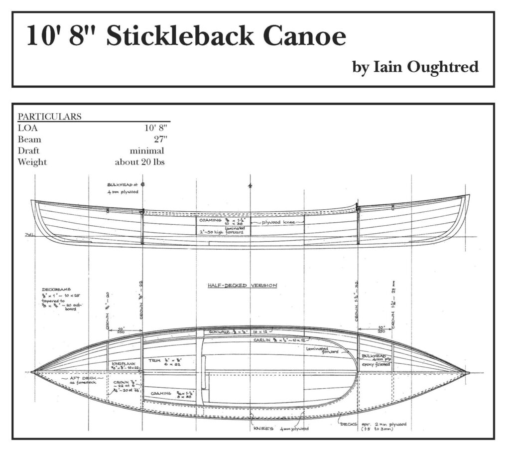 Stickleback Canoe drawing and particulars.