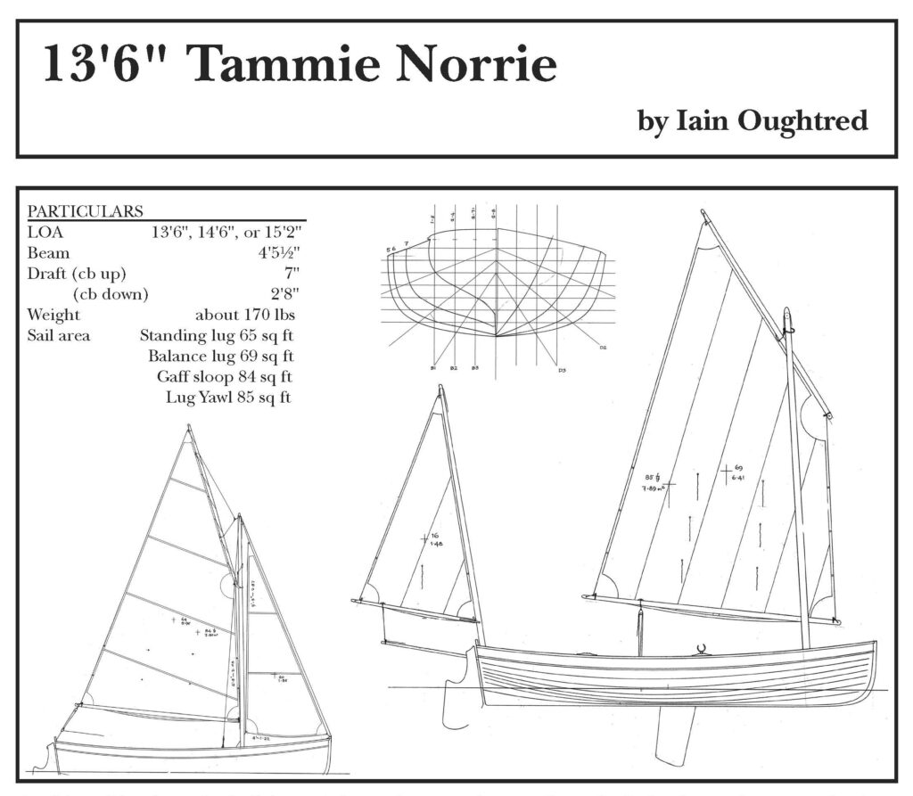 Tammie Norrie boat drawing and particulars.