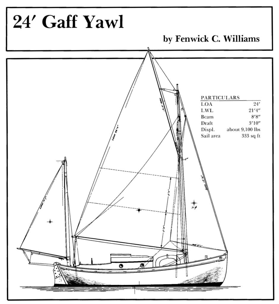 Fenwick Williams Gaff Yawl Drawing and particulars.