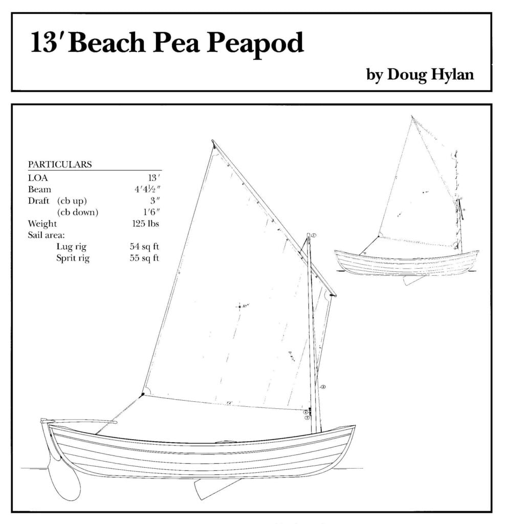 Beach Pea peapod boat drawing and particulars.