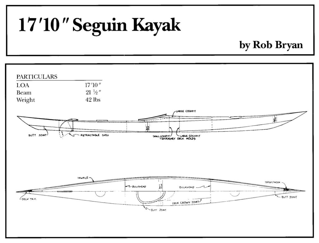 Seguin Kayak drawing and particulars.