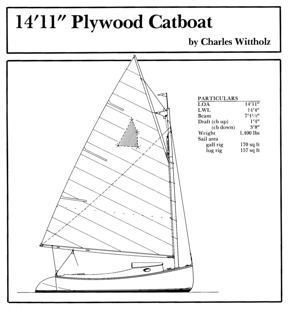 Wittholz plywood catboat drawing and particulars.