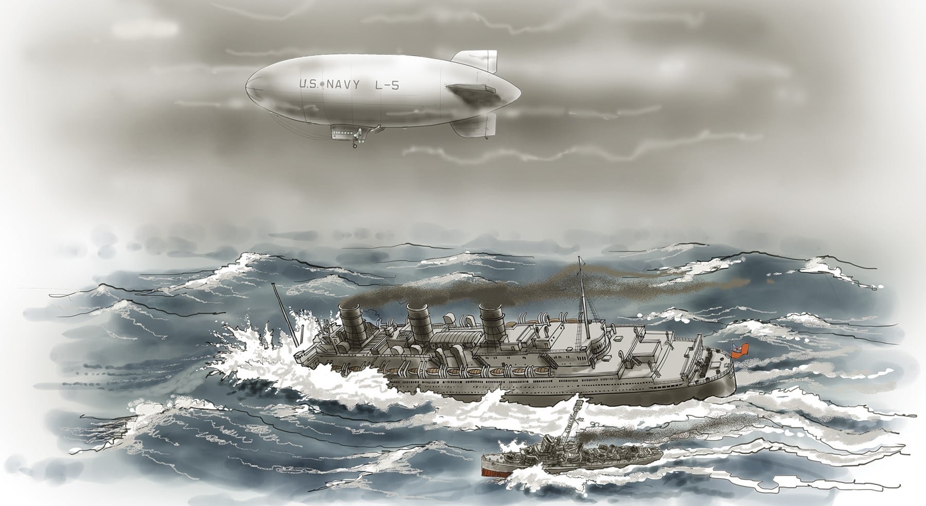 In December 1942, QUEEN MARY I, a luxury ocean liner serving as a World War II transport with 16,000 troops aboard, encountered a rogue wave.